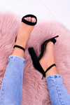 Women's Black Stiletto Sandals Suede Mondela