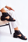 Women's Leather Sandals With Zipper Nicole 2748 Black