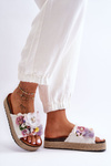 Material Slippers With Flowers Bíle Nessa