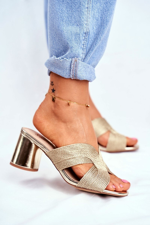 Women's Slides On High Heel Gold Guest