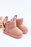 Girl's Padded Snow Boots with Ribbons Pink Meriva