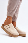 Women's platform slip-on sandals in light beige Jorffia