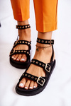 Women's Suede Sandals With Straps Black Parys