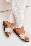 Women's Sandals On Cork Platform With Golden Buckle Beige Nilaviena