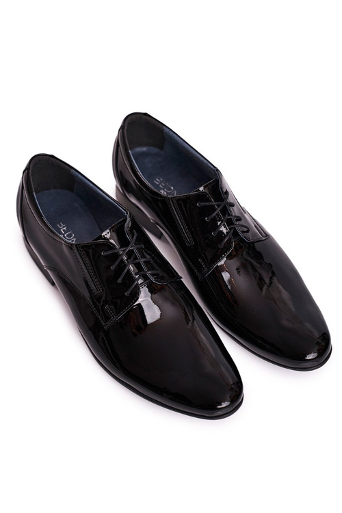 Lakierowane Skórzane Półbuty Bednarek 694 Czarne