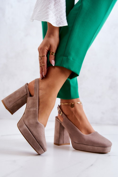 Czółenka Damskie Zamszowe Beżowe Maciejka 05441-10