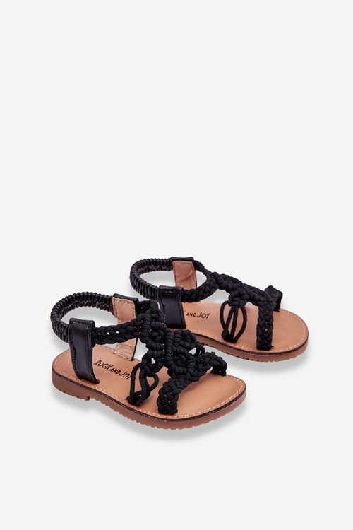 Children's Braided Slip-on Sandals Black Tracy