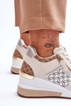 Fashionable Women's Wedge Sneakers Beige Jolly