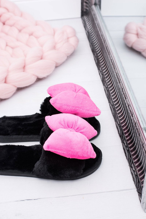 Black Women's Flip Flops Lu Boo Large Pink Floppy Cocards Floppy