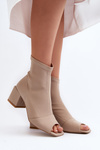 Zazoo 2876 Women's High Heel Boots with Open Toes Beige