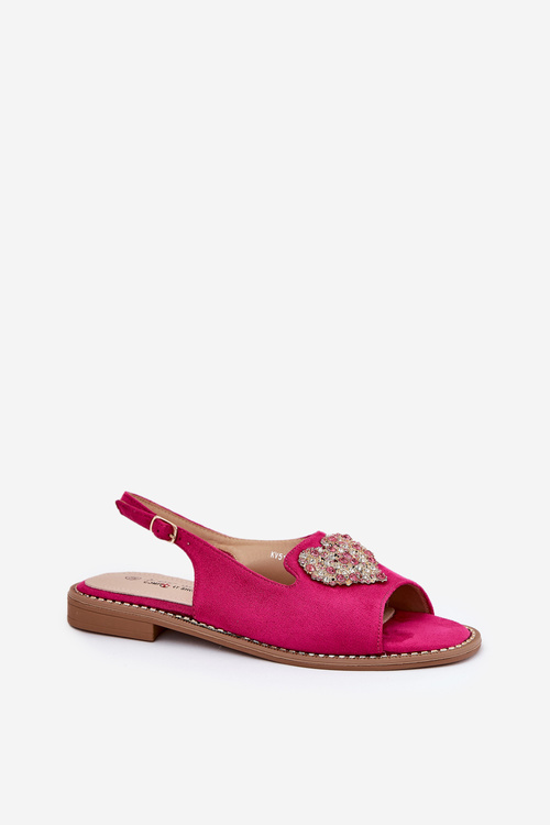 Women's sandals with decorative heart S.Barski KV27-018 fuchsia