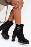 Insulated women's ankle boots with buckle Black Nolivira