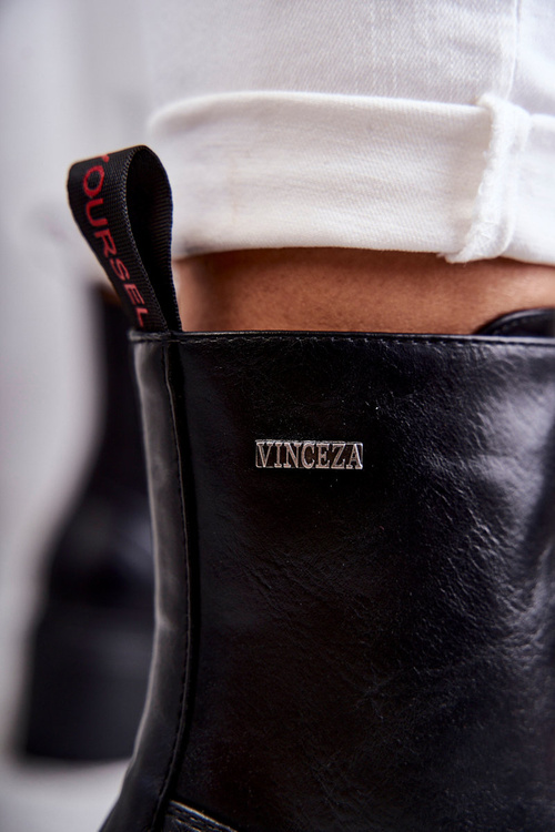 Botki Damskie Ocieplane Obcas Czarne Grethe