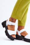 Women's Leather Flat Sandals White Dean