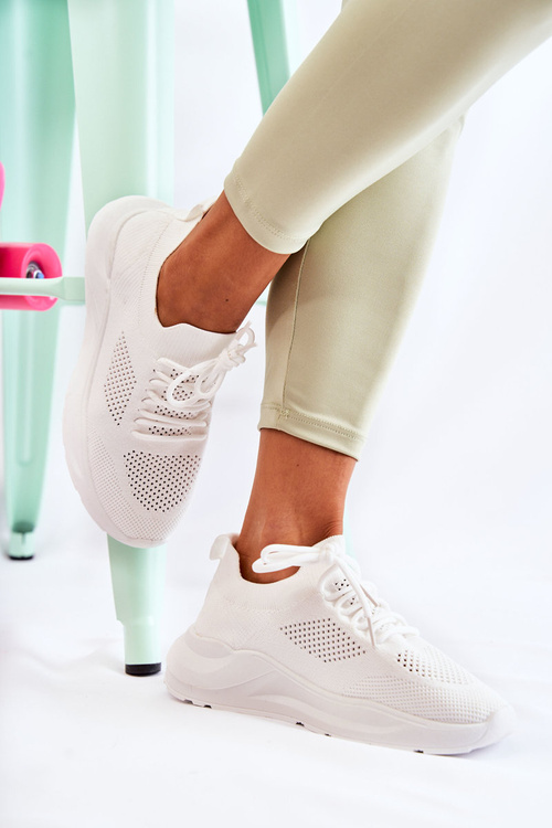 Buty Sportowe Damskie Wsuwane Białe Sawanna