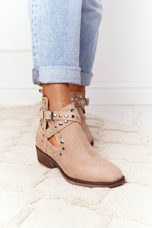 Openwork Boots With Jets Beige Dakota