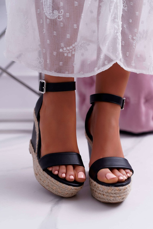 Sandały Damskie Na Espadryku Czarne Devon