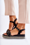 Women's Braided Wedge Sandals Black Chaves