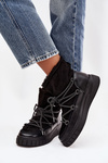 Women's Snow Boots With Laces Black Isalisse
