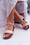 Women's Flat Sandals With Straps And Zircons Pink Madeline