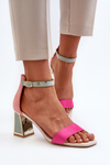 Suede Sandals with Stiletto Heel Fuchsia Pholia