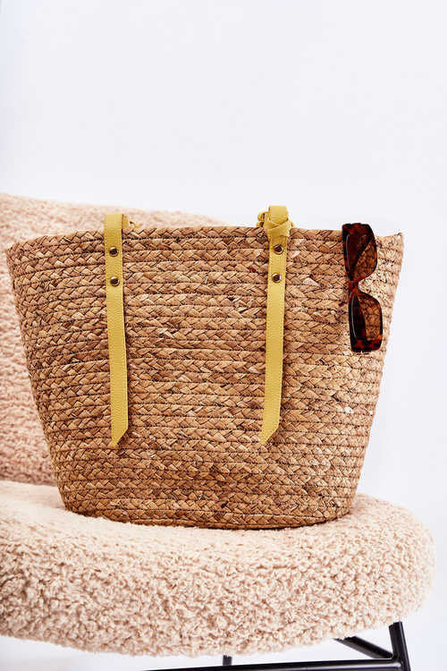 Braided Beach Shopper Bag NOBO XM0090 Beige-Yellow