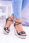 Women's Black Sandals Studded Jet Espadrilles Mariko