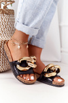 Slippers On The Cork Sole With Chain Black Last Dance
