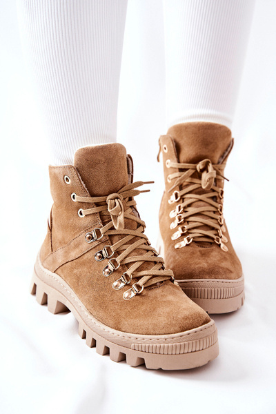 Padded Suede Boots Beige Sandstorm