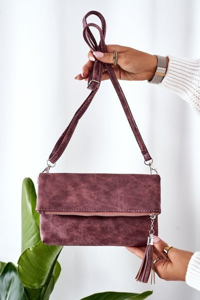 Clutch Bag With Detachable Strap And Fringes Pink