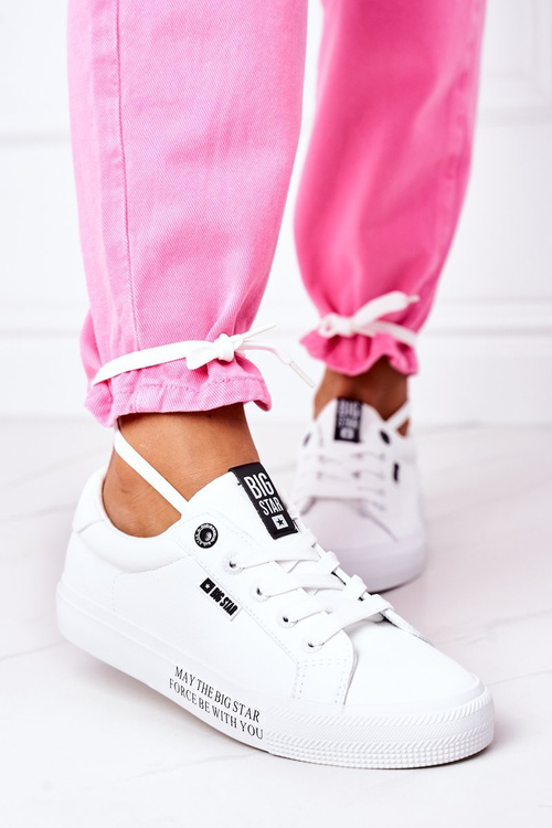 Women's Leather Inscription Tennis Shoes BIG STAR EE274316 White