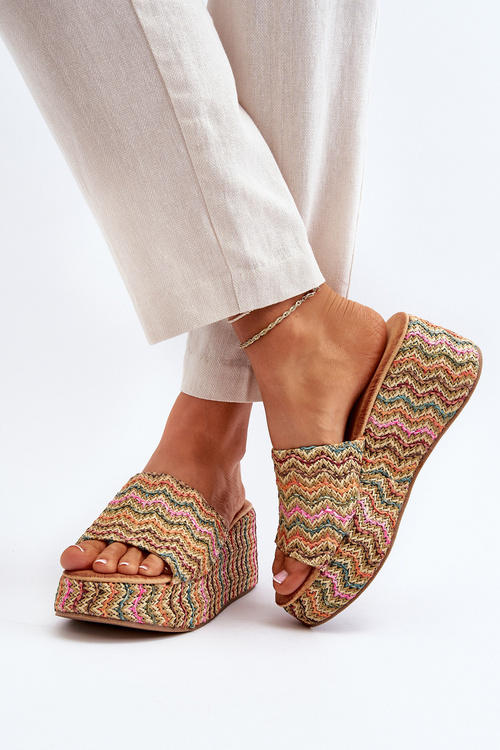 Women's Beige Wedge Sandals Vanarila