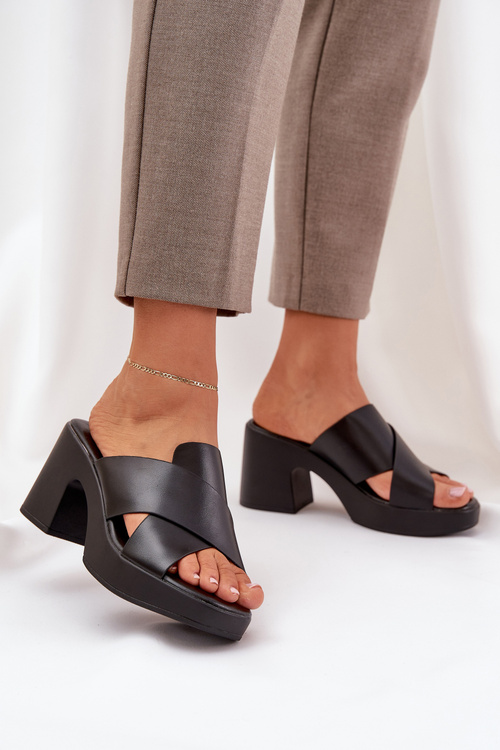 Light Block Heels Made Of Eco Leather Black Kacaria