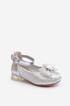 Balerinki Z Kokardą Dziecięce Nanthea Srebrne