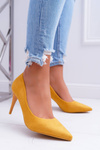 Women's Suede Pointed Stilettos Yellow Cream