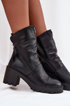 Women's Ankle Boots With Thick Heel With Double Zipper Vinceza 58605 Black