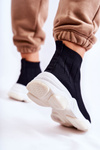 Women's High Cloth Sport Shoes Black Nolly