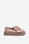Ladies Platform Moccasins With Bow Powder Pink Naivine