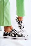 Women's Low Sneakers With Flowers Black Janey