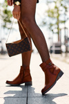 Women's Flat Heel Boots Brown Noria