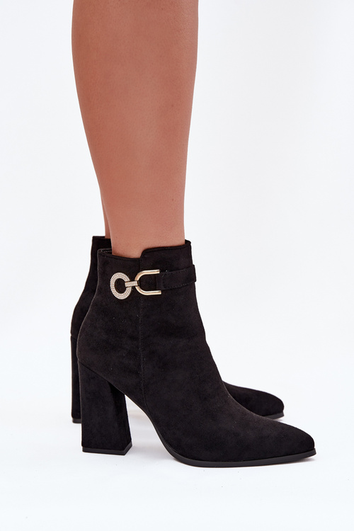 Eko Suede Ankle Boots With Heel With Decoration Black Lymall