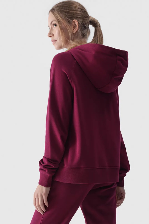 Dresowa Bluza Damska Z Kapturem Nierozpinana 4F 4FWMM00TSWSF1468-51S Fioletowa