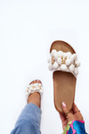 Women's White Sandals with Decorations Bunlia