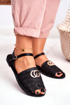 Czarne Damskie Płaskie Sandałki Lu Boo Plecione Felicia