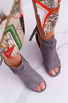 Grey Stiletto Sandals Boots Open Toe Grays