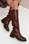 Women's Officer Boots With Low Heel Insulated Brown Averna