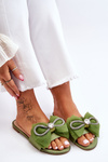 Women's Slippers With Bow And Rhinestones Green Jolene