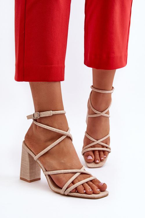 Beige Strappy Wedge Sandals Herfiana