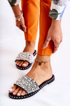 Women's Slippers With Pearls Black Vamero