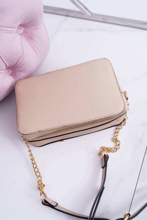 Shoulder Handbag with Golden Chain Beige